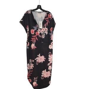 NWT black and pink floral dress XXL